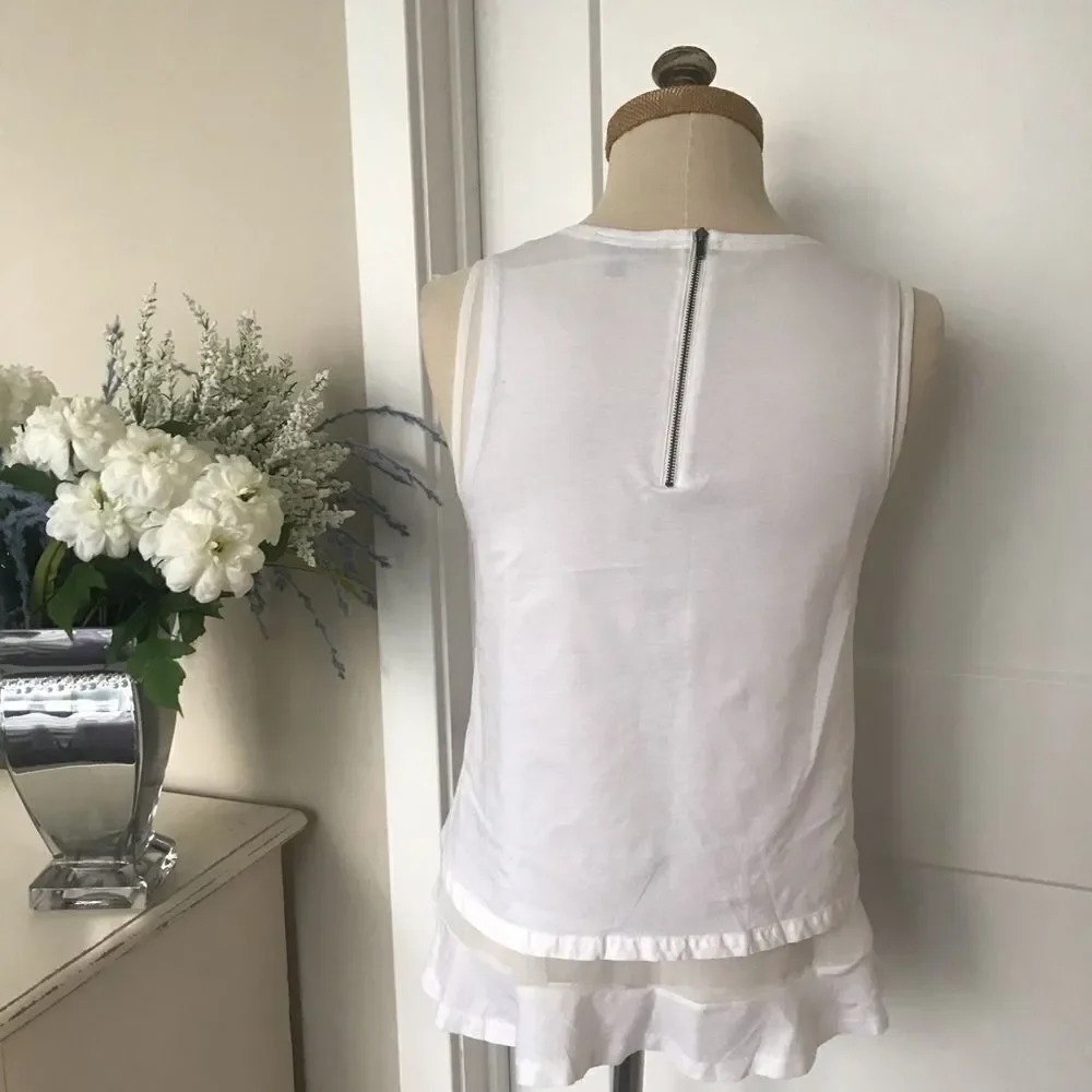 J.Crew Layered‎ Crew Neck Shell With Zip White XS